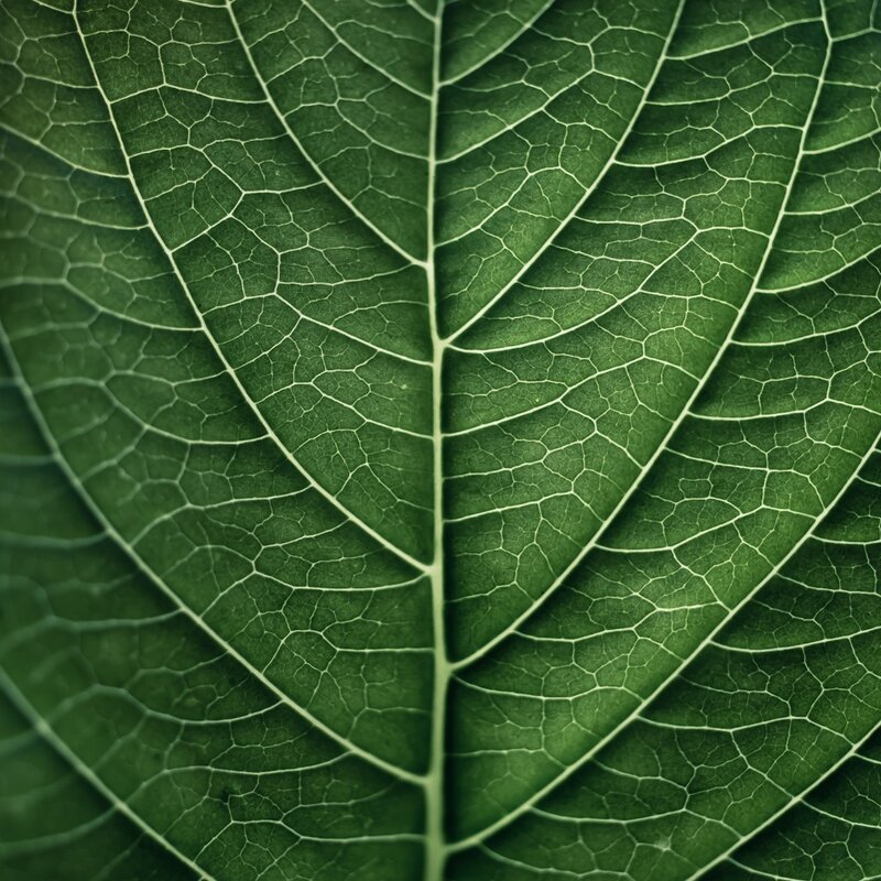 Close-up of Green Leaf — Natural, Photograph, Veins, Texture, White