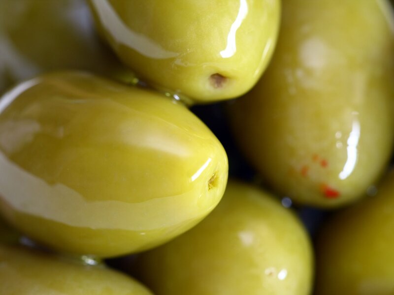 close-up of green olives