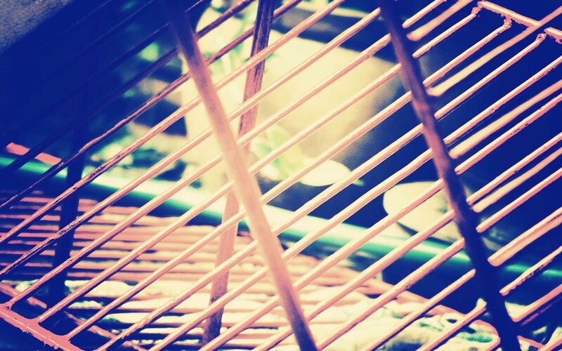 close-up of grill grates