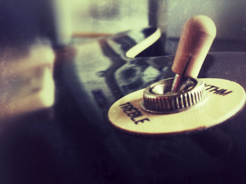 close-up of guitar control knob