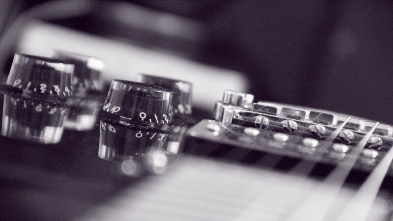 Close-up of guitar controls