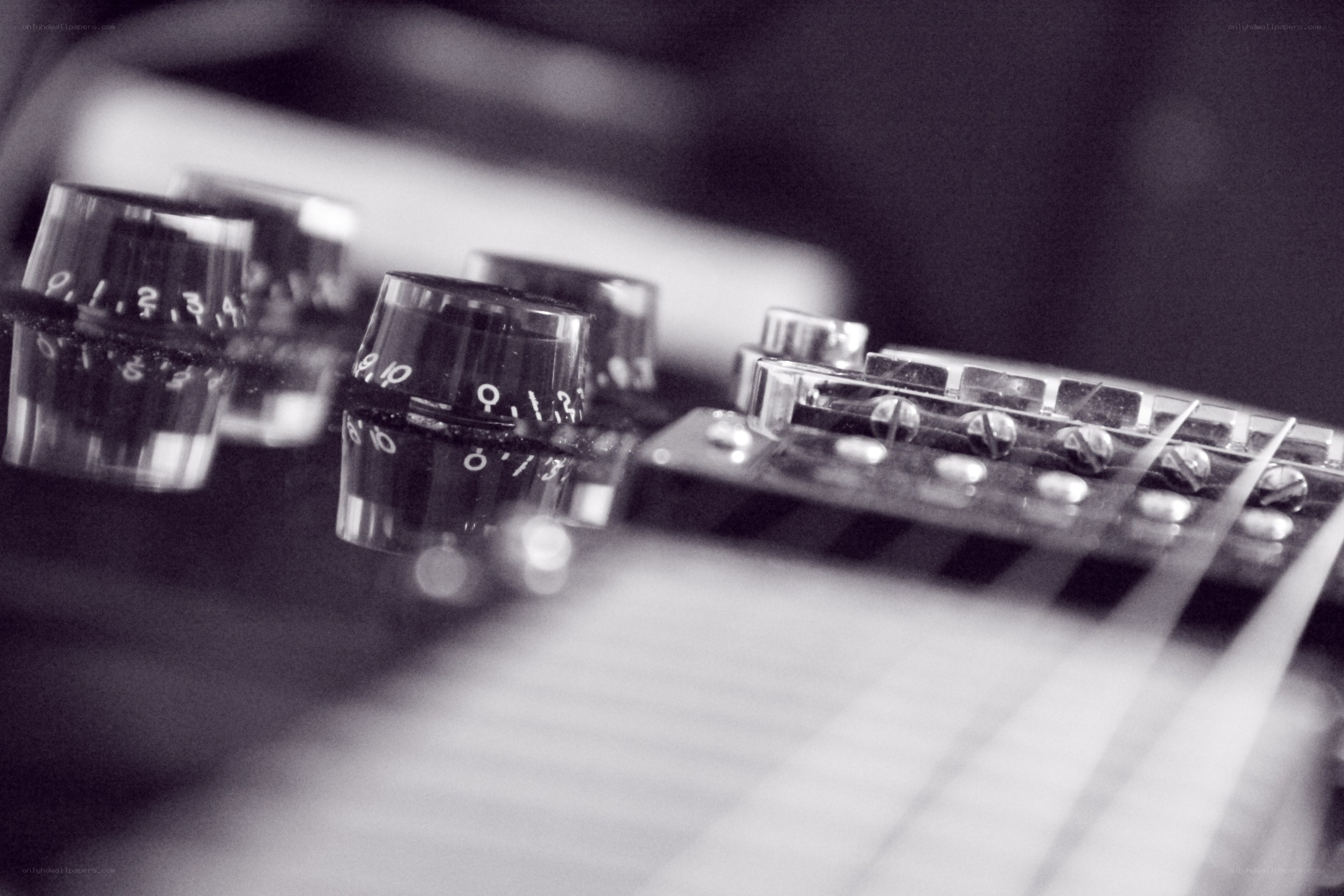 Close-up of guitar controls