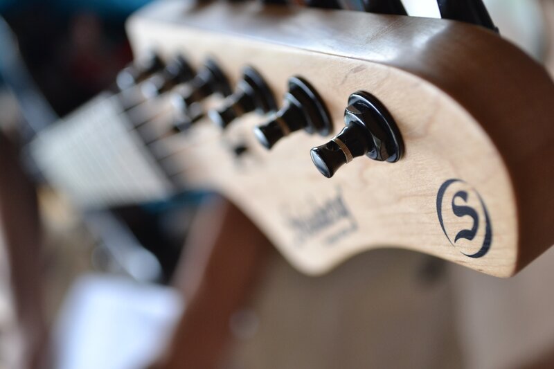 close-up of guitar headstock