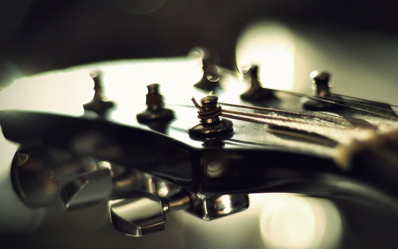 close-up of guitar headstock