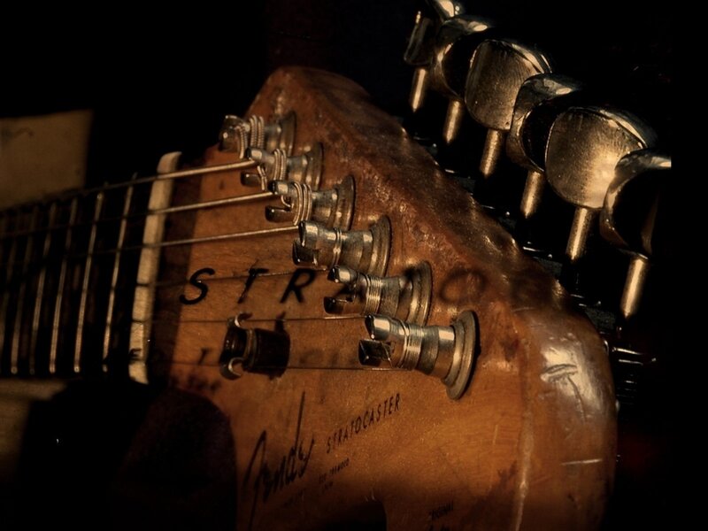 close-up of guitar headstock