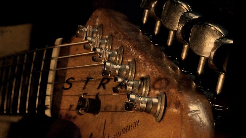 close-up of guitar headstock