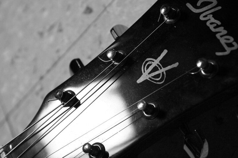 close-up of guitar headstock
