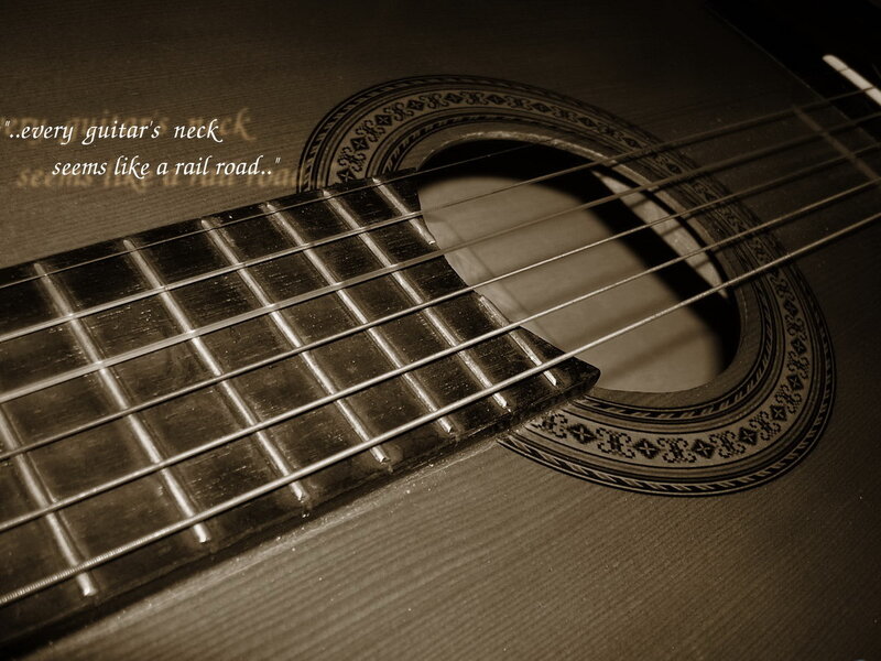Close-up of Guitar Neck — Brown, Calm