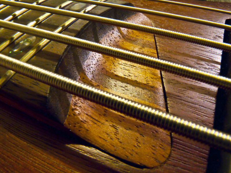 close-up of guitar strings