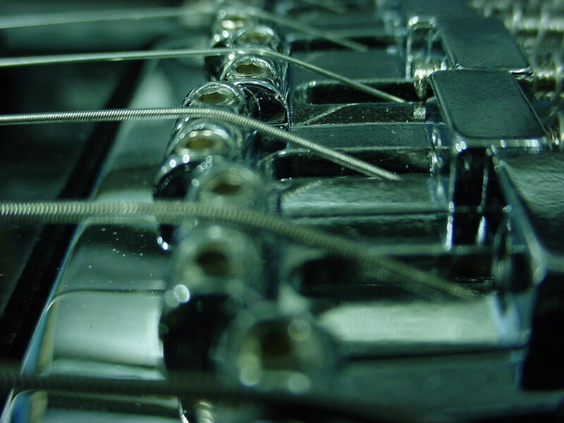 close-up of guitar strings