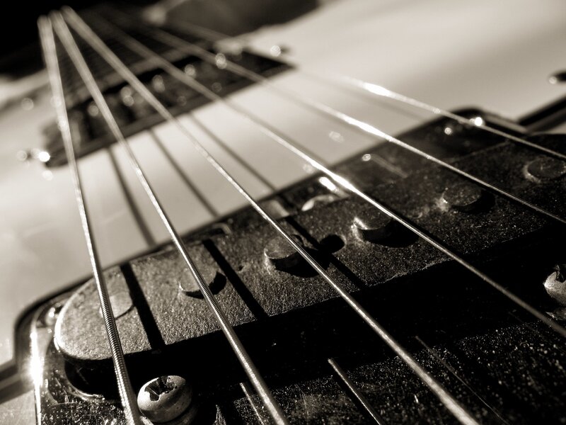 Close-up of Guitar Strings — Black