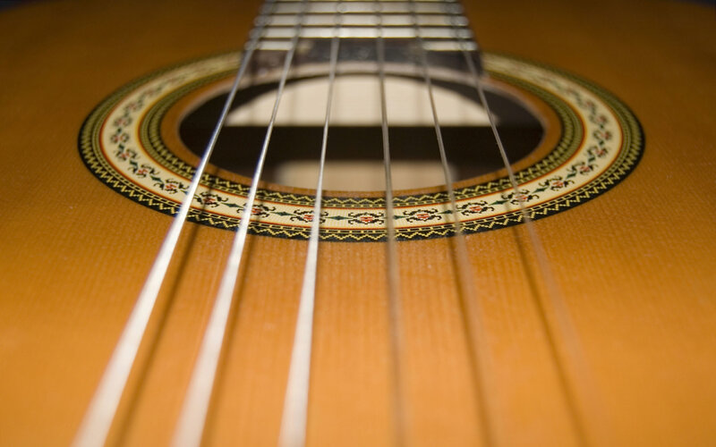 Close-up of Guitar Strings — Brown