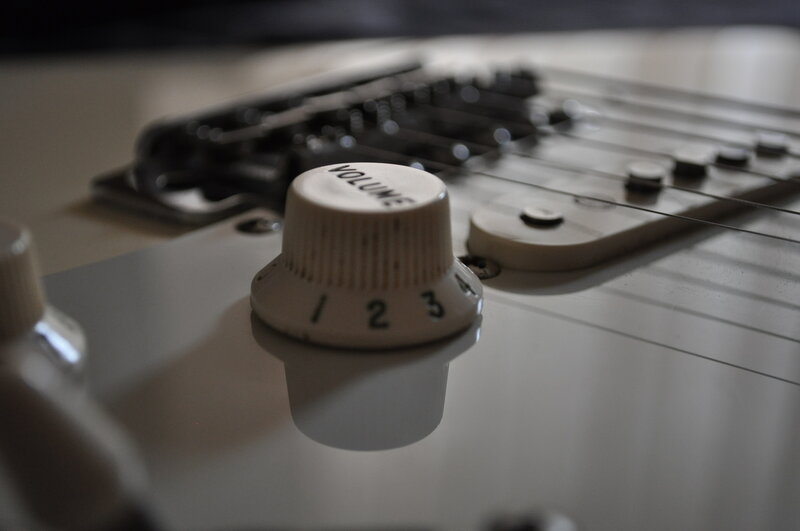 close-up of guitar volume knob