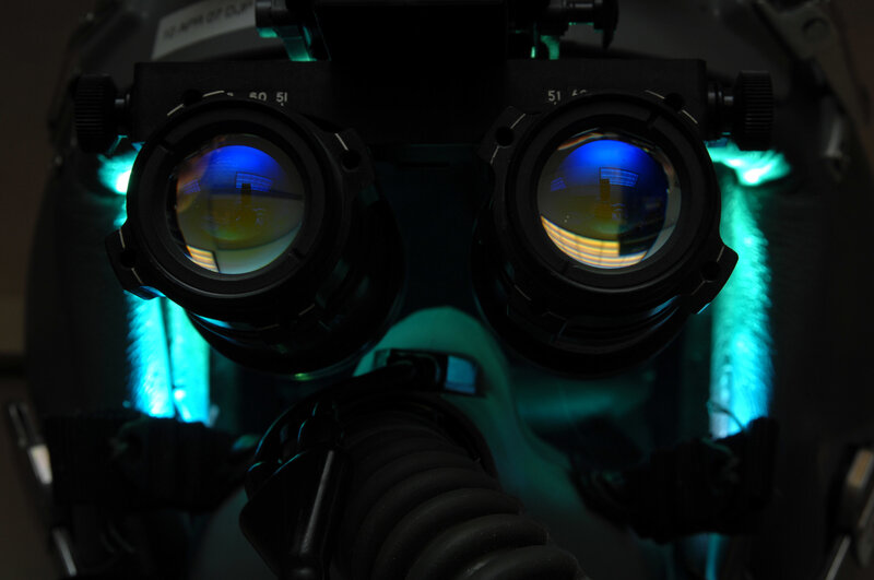 close-up of helmet goggles