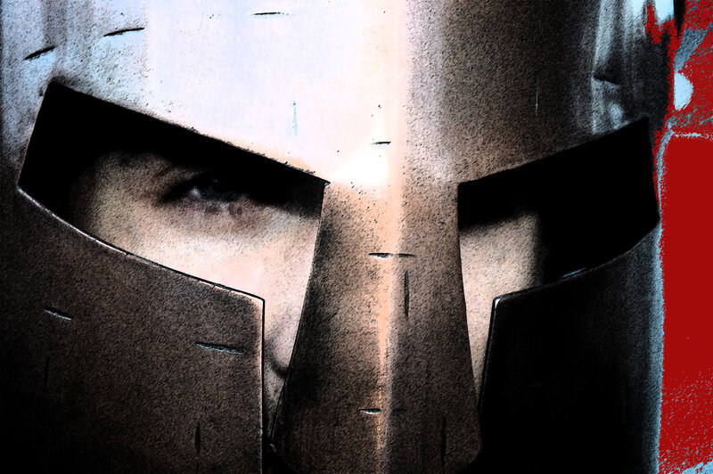 Close-up of Helmeted Face