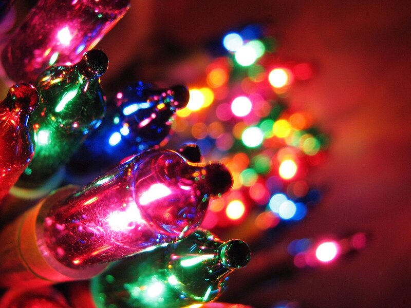 Close-up of Holiday Lights — Red