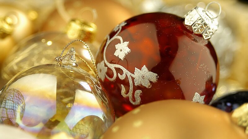 close-up of holiday ornaments