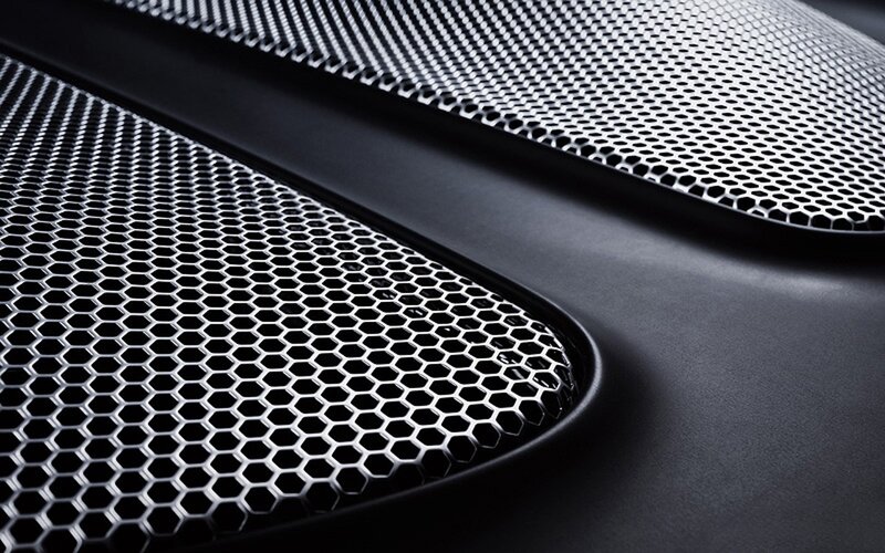 close-up of honeycomb grille