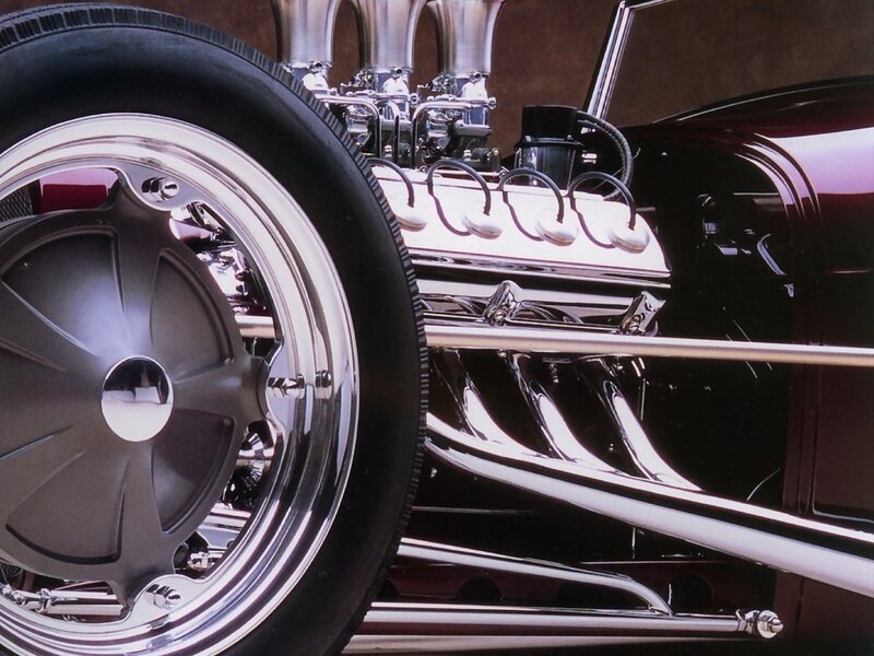 close-up of hot rod engine