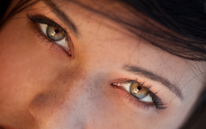 close-up of human eyes