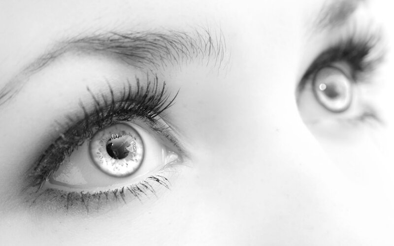 close-up of human eyes