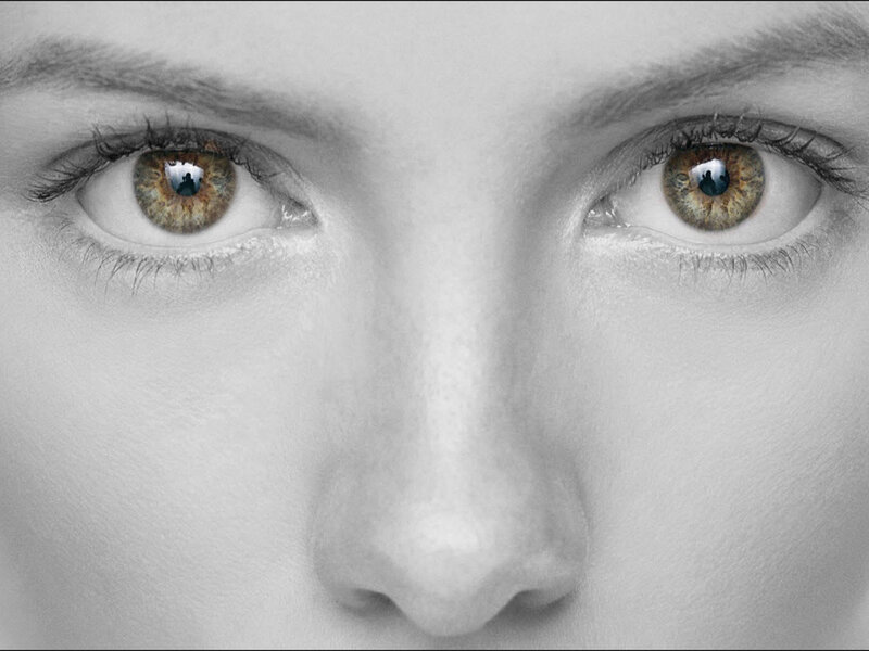close-up of human eyes