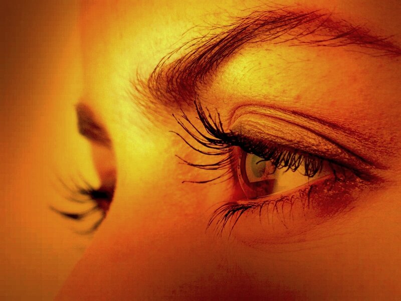 close-up of human eyes
