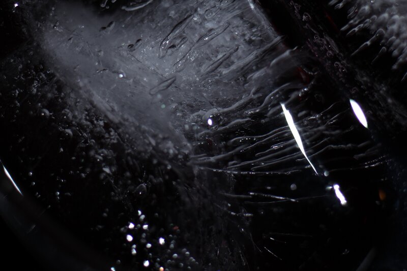 close-up of ice and water