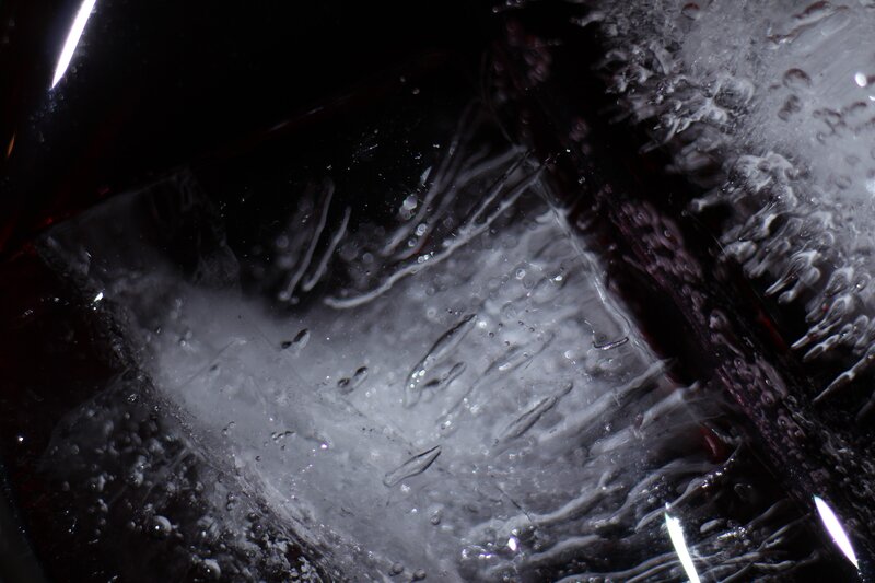 close-up of ice in a glass