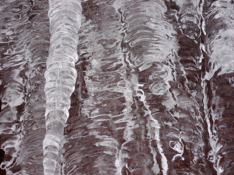 Close-up of icicles and ice formations