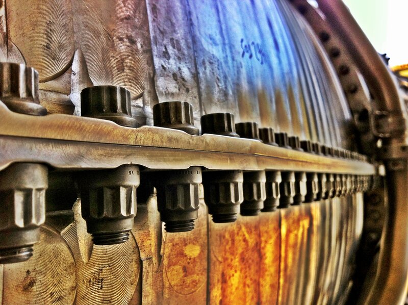 Close-up of industrial bolts