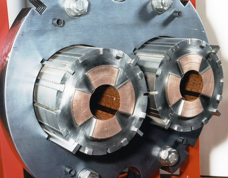 close-up of industrial motor components