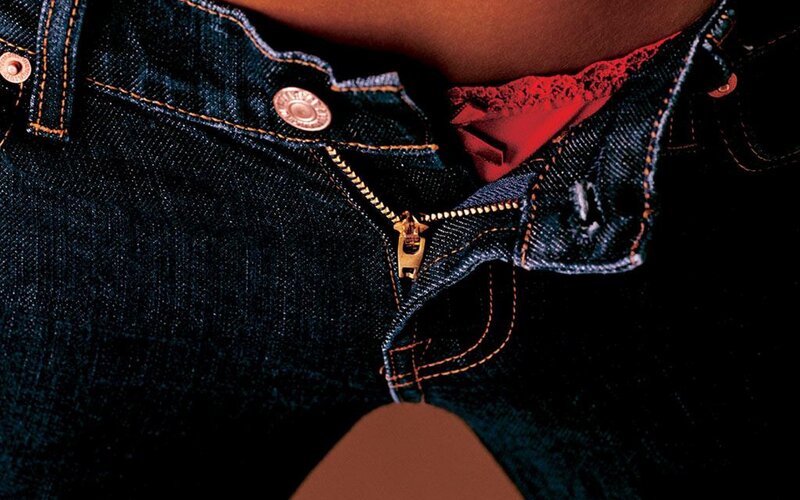 close-up of jeans zipper