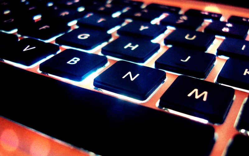 Close-up of Keyboard Keys — Black, Dramatic, Photograph, Backlight