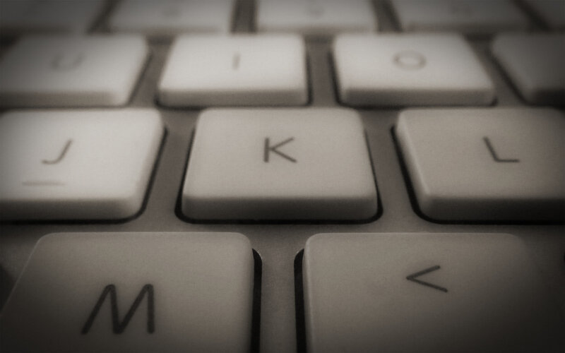 Close-up of Keyboard Keys — Gray, Neutral, Photograph, Letters