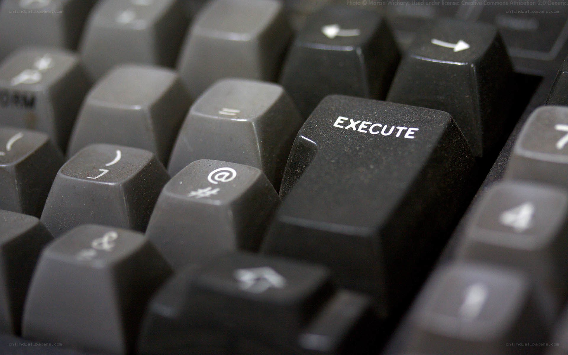 Close-up of keyboard with execute key