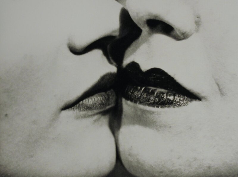 close-up of kissing lips