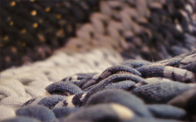 Close-up of Knitted Fabric — Blue
