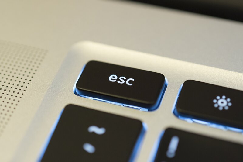 close-up of laptop esc key