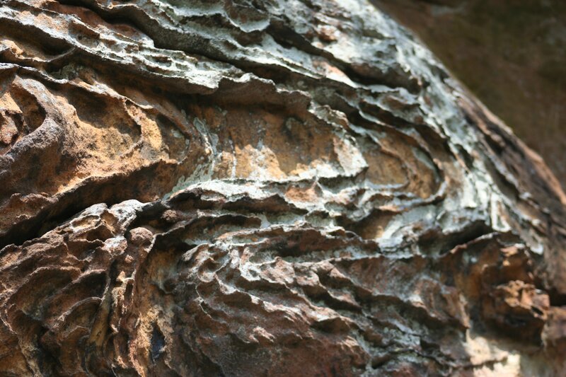 Close-up of layered rock formation