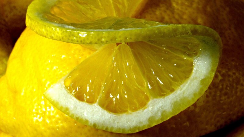 close-up of lemon slices