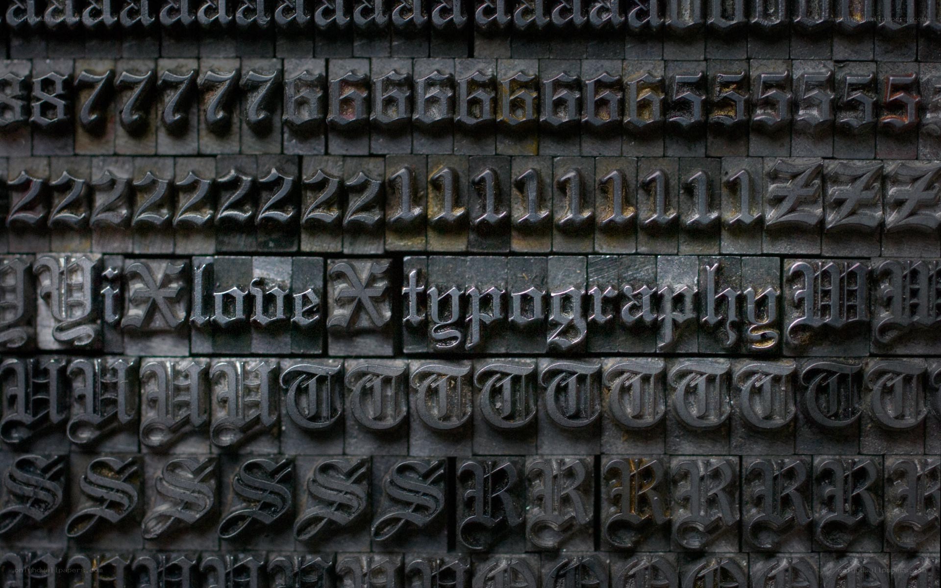 Close-up of letterpress type blocks
