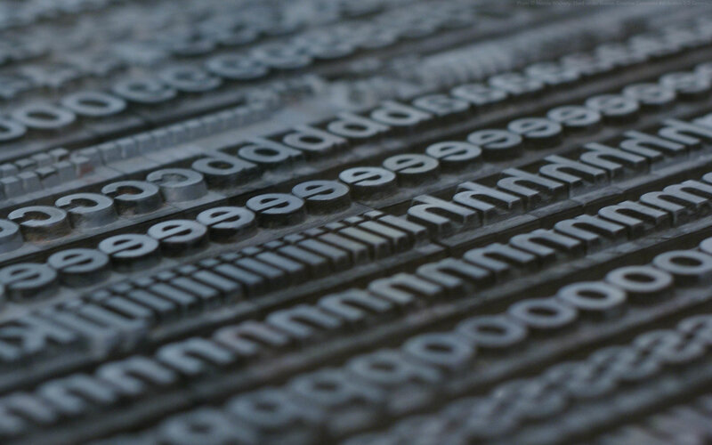 close-up of letterpress type
