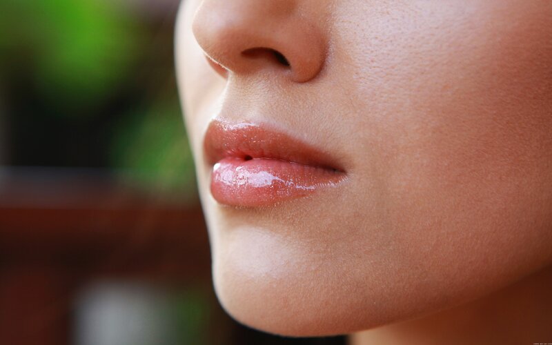 close-up of lips and chin
