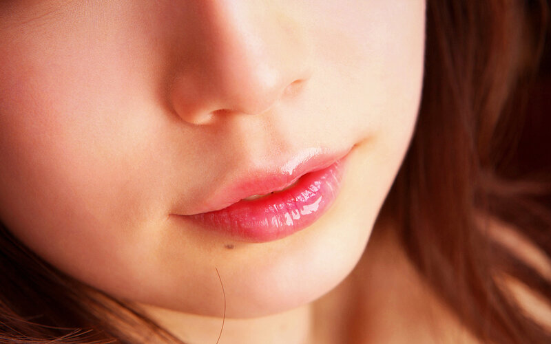 close-up of lips and chin