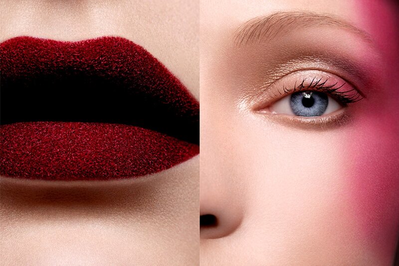 Close-up of Lips and Eye — Red