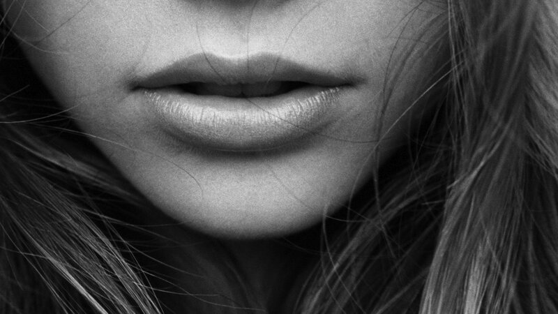 close-up of lips and hair