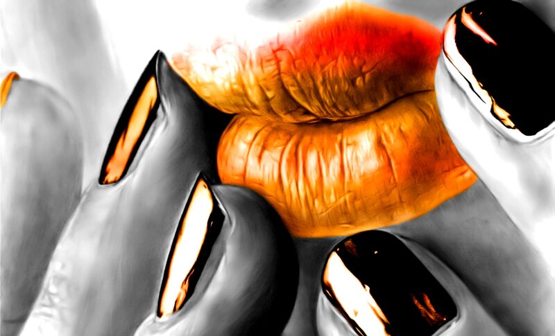 Close-up of Lips and Nails — Orange