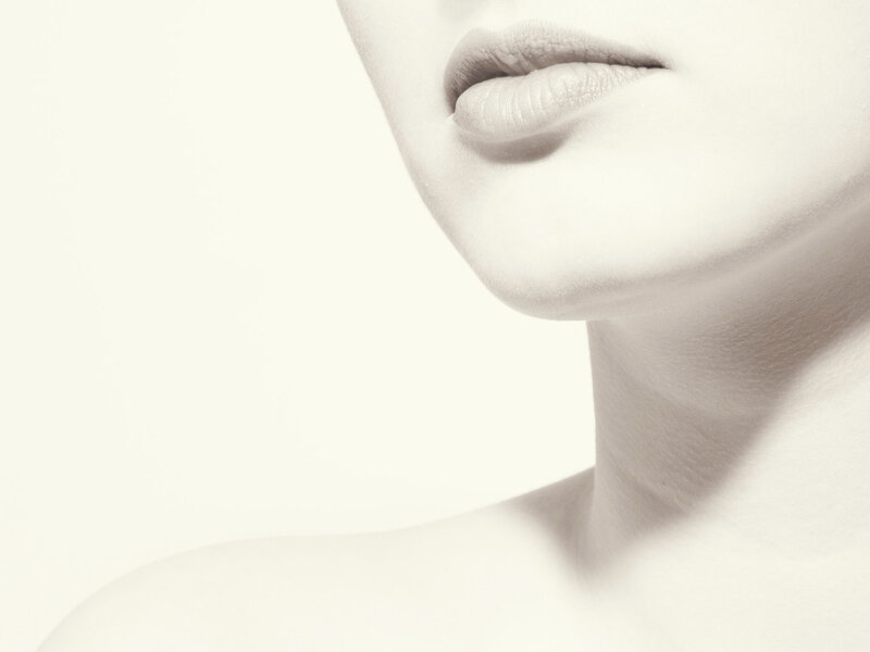 close-up of lips and neck
