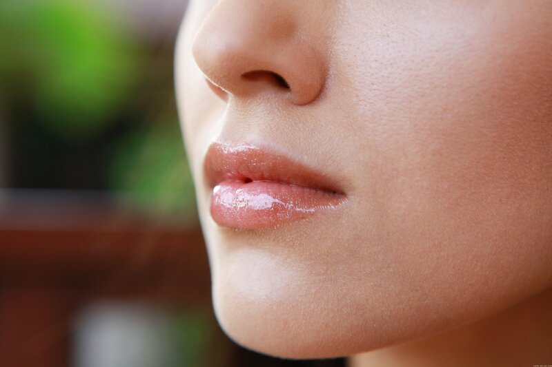 close-up of lips and nose